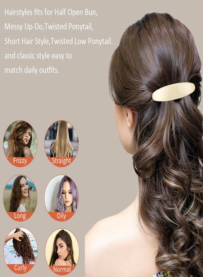 Ahoney 4Pcs Barrettes and Clips: 3.3" Flat Banana Pins for Women's Thin Hair Styling and Accessories - Image 5